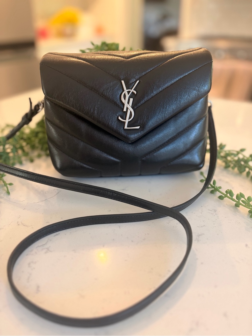 YSL Toy Loulou Black and silver Crossbody